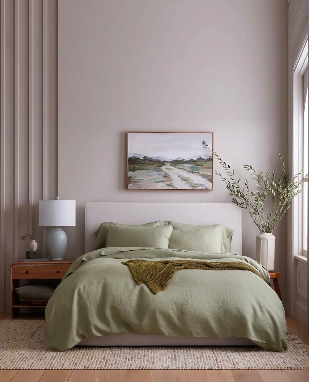 New Quince European Flax Linen Duvet Cover 3Pc Set Full Queen Sage $194 MSRP